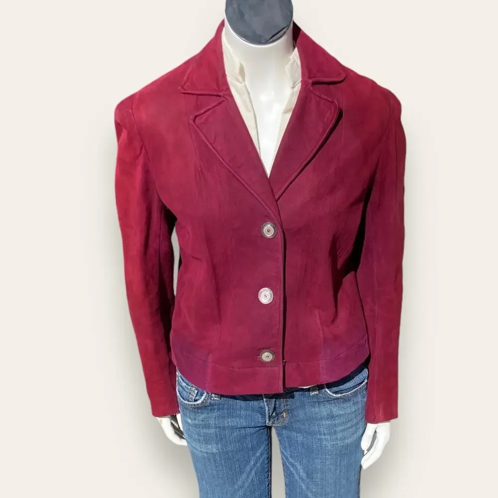 Vintage Burgundy suede cropped jacket ladies medium - Picture 9 of 16